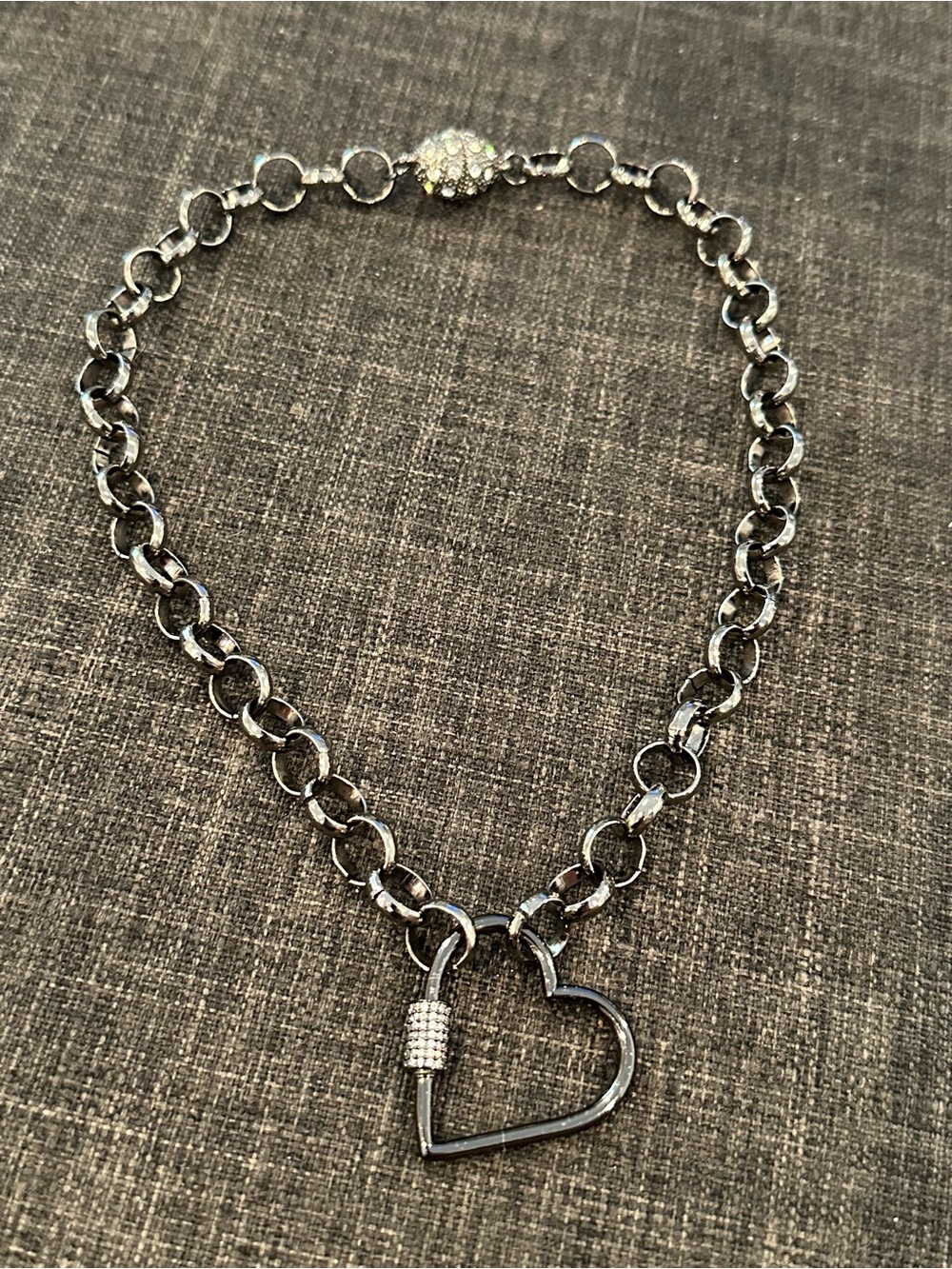 NEW Gunmetal Heart Necklace